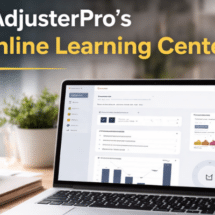 What do AdjusterPro's courses look like in the new learning center and what tools are available?