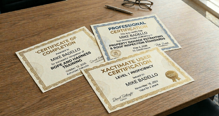 Recommended certifications that IA Firms look for in new insurance claims adjusters